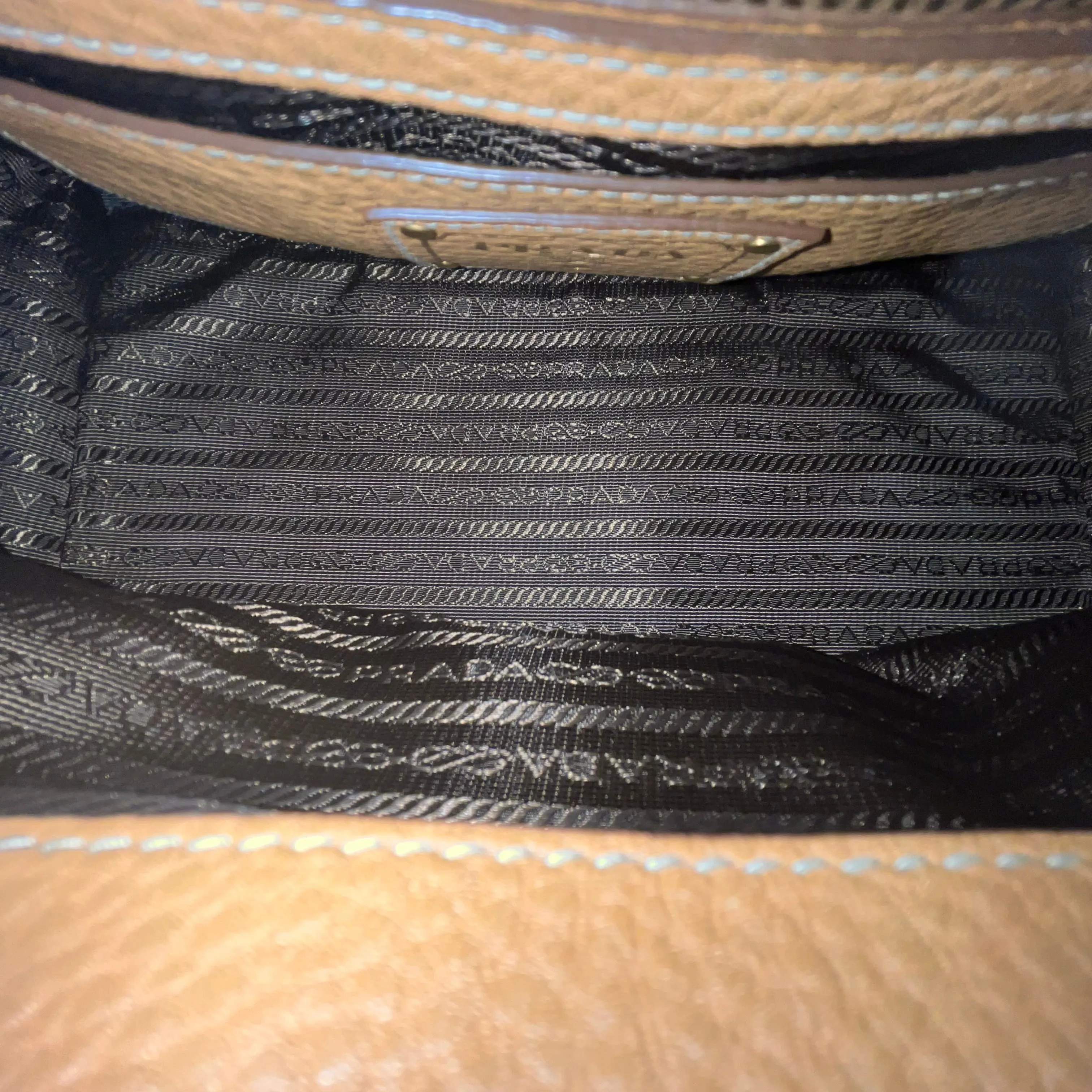 PRADA Sound Brown Vitello Daino Two Way Shoulder Bag TS3907