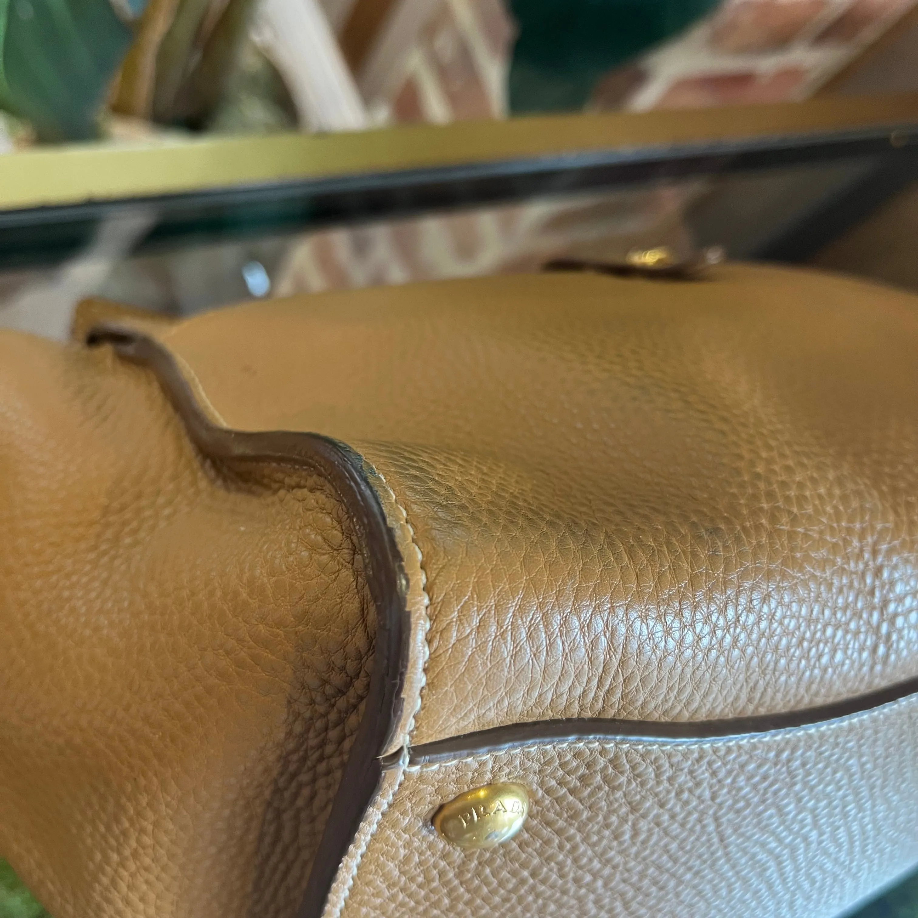 PRADA Sound Brown Vitello Daino Two Way Shoulder Bag TS3907