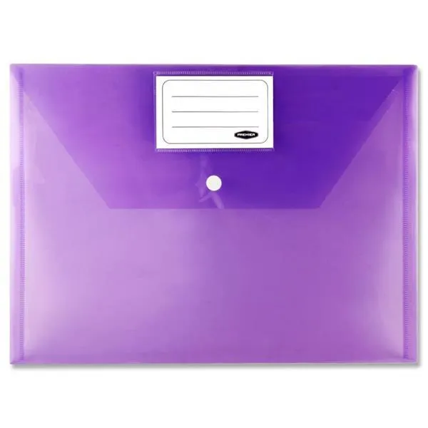 Premier Office Packet of 5 A4 Button Wallets - Coloured