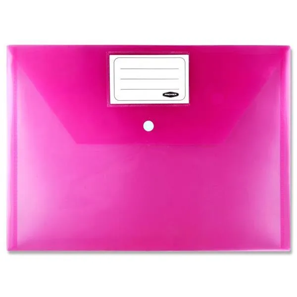 Premier Office Packet of 5 A4 Button Wallets - Coloured