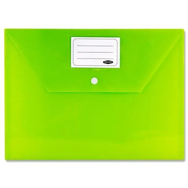 Premier Premtone Packet of 5 X A4 Button Storage Wallets