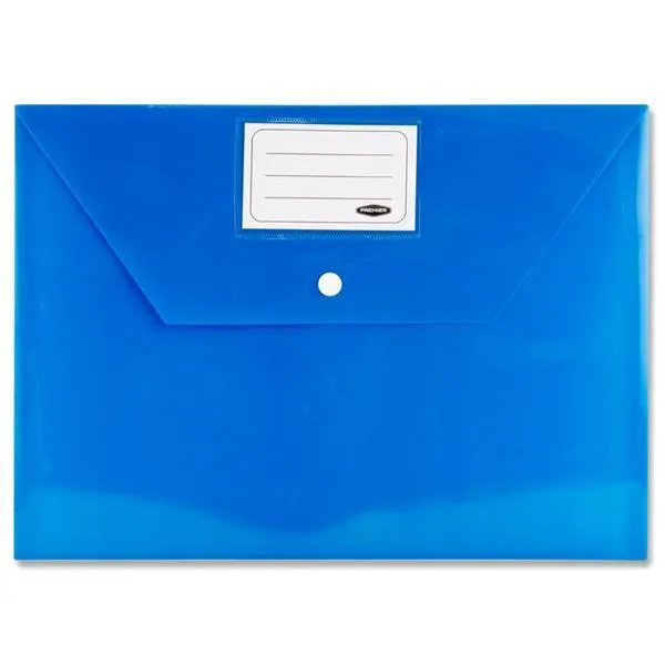 Premier Premtone Packet of 5 X A4 Button Storage Wallets