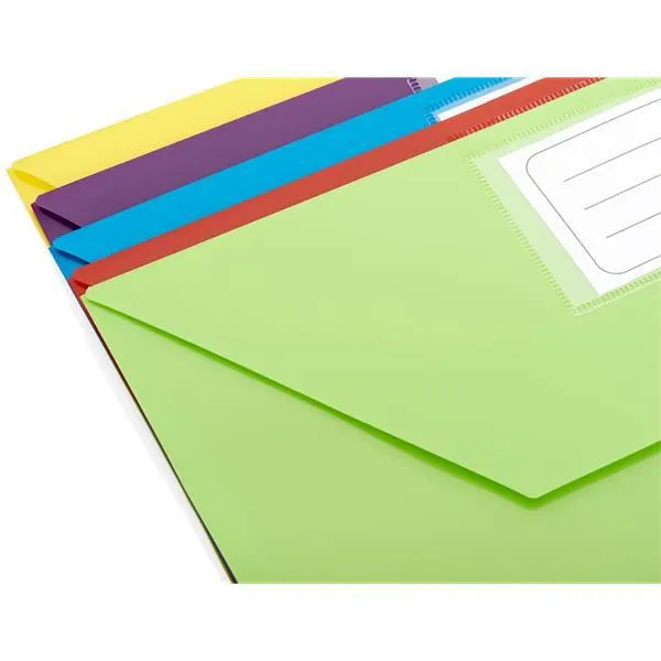 Premier Premtone Packet of 5 X A4 Button Storage Wallets