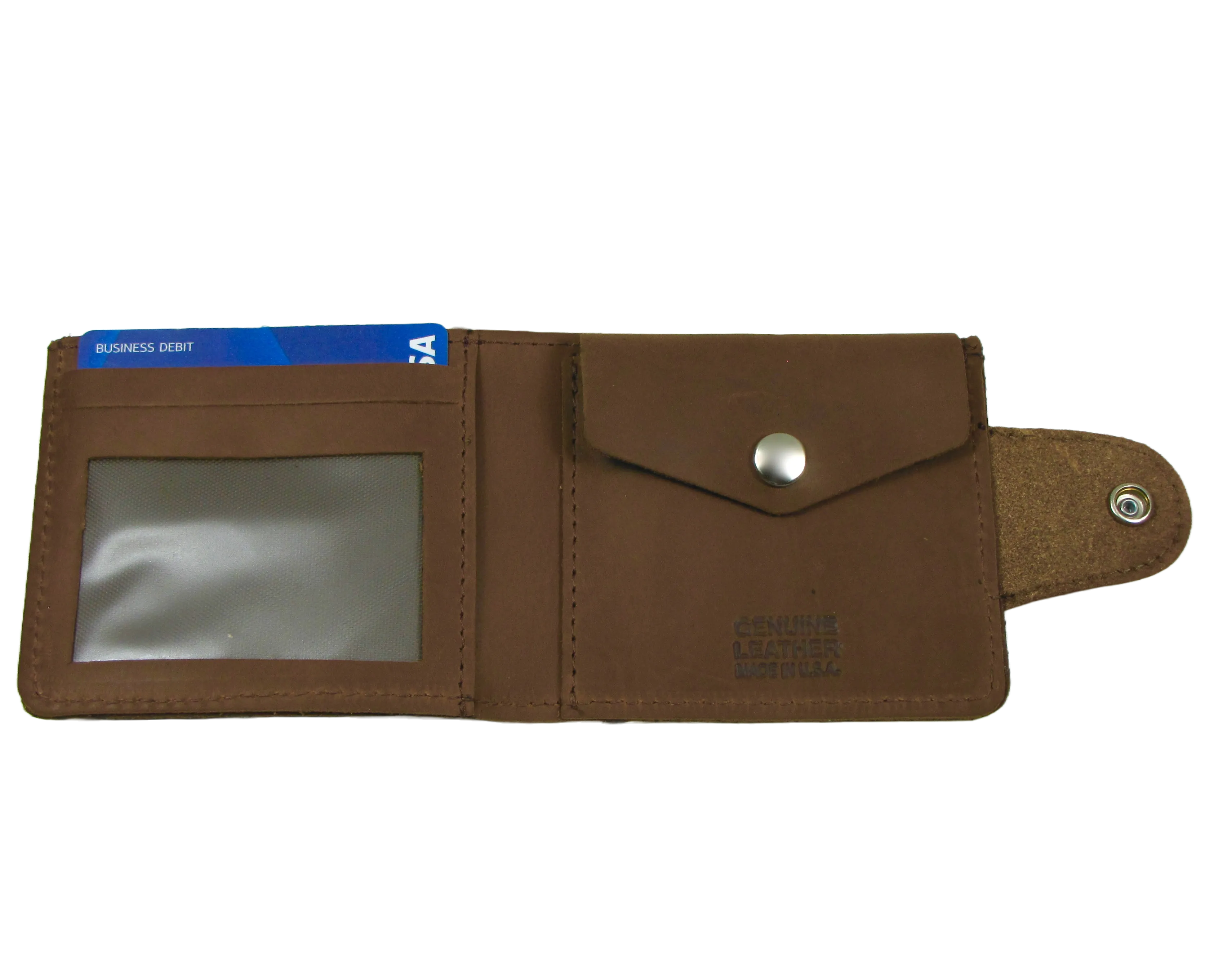 PU320 - Snap Wallet w/ Coin Pocket - Brown