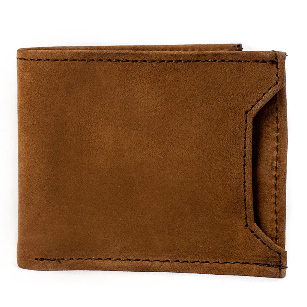 PU441Billfold with Front Card Slot- Brown