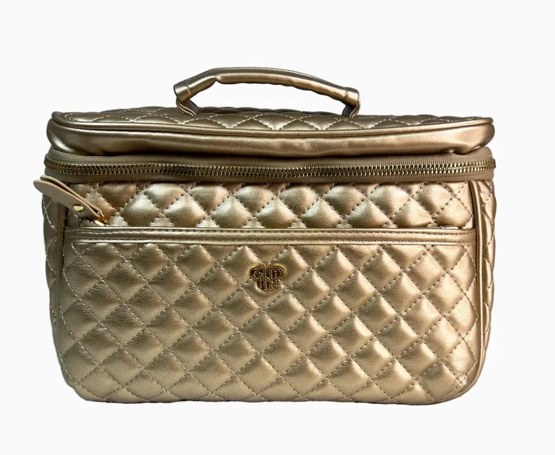 Pursen Classic Train Case - Gold Quilted