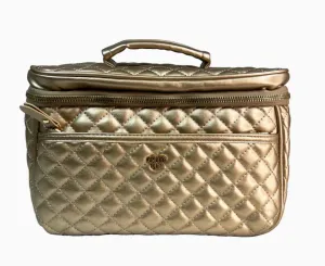 Pursen Classic Train Case - Gold Quilted