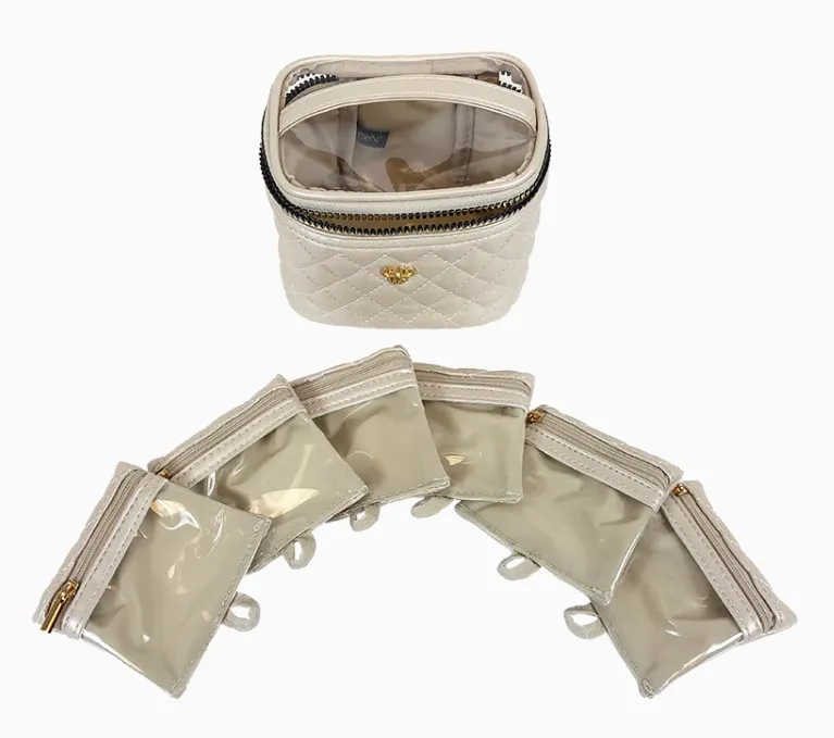 Pursen Getaway Jewelry Case Pearl Quilted