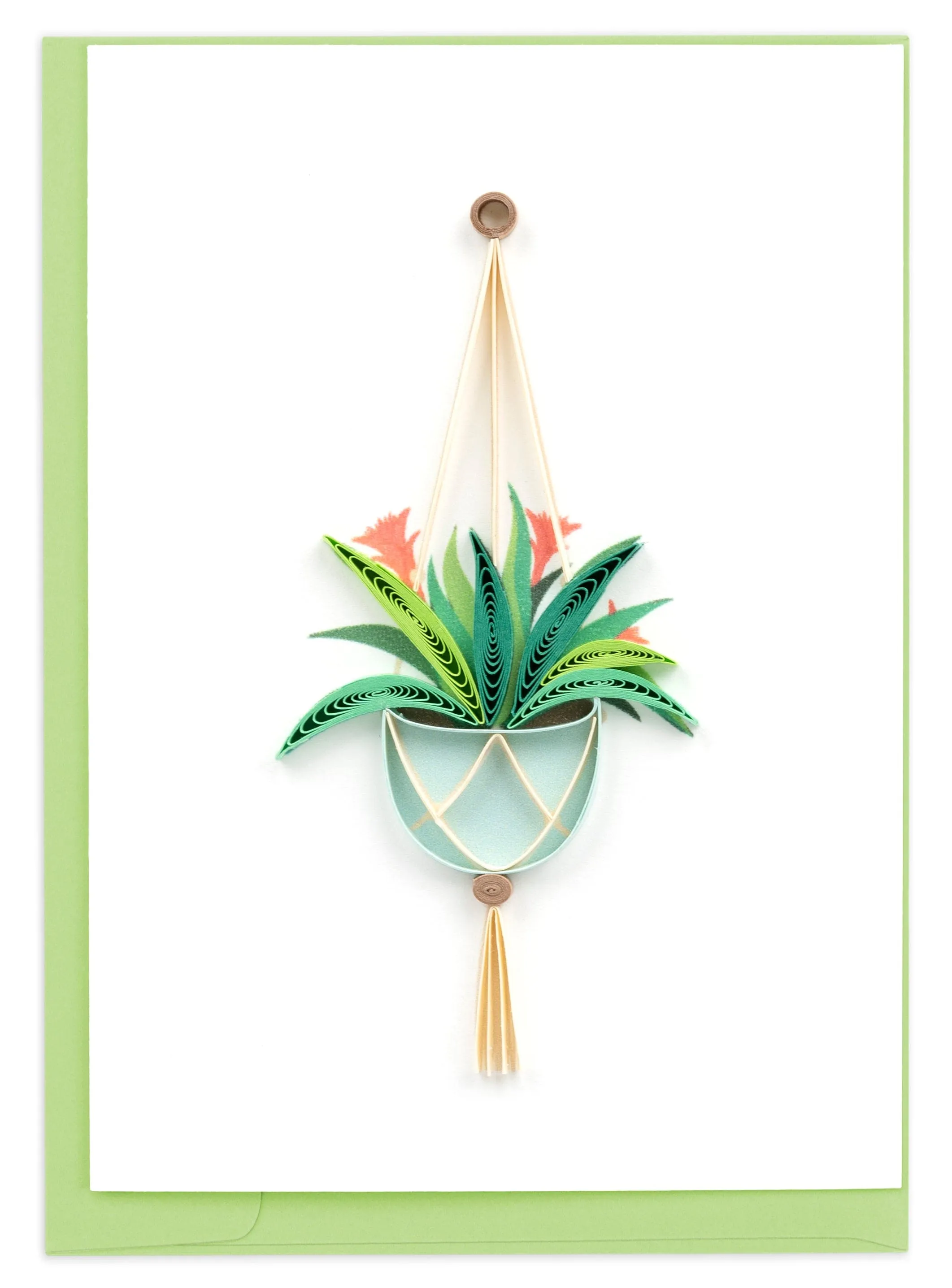 Quilled Bromeliad Macrame Hanger Gift Enclosure Mini Card