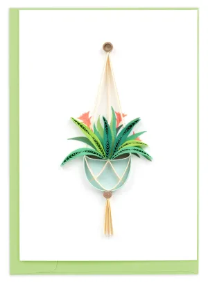 Quilled Bromeliad Macrame Hanger Gift Enclosure Mini Card