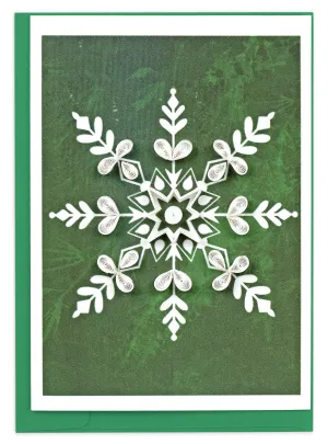 Quilled Snowflake on Pine Gift Enclosure Mini Card