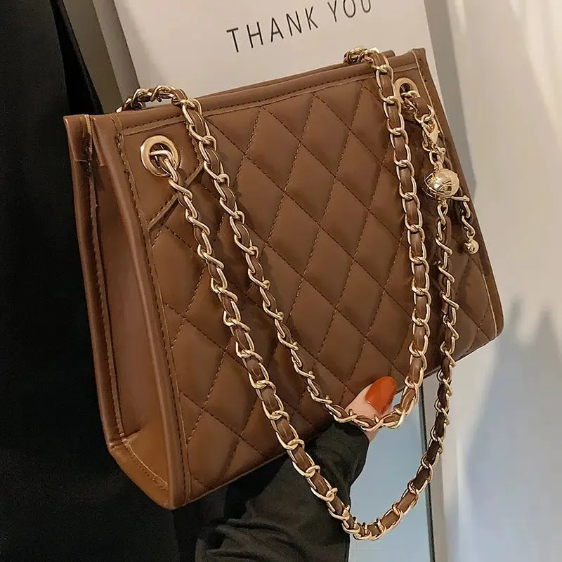 Quilted Chain Strap Tote Bag