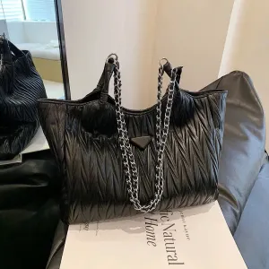 Quilted Chain Straps Tote Bag