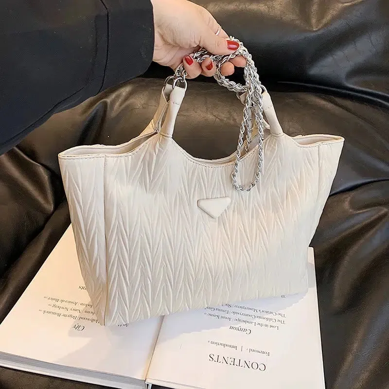 Quilted Chain Straps Tote Bag