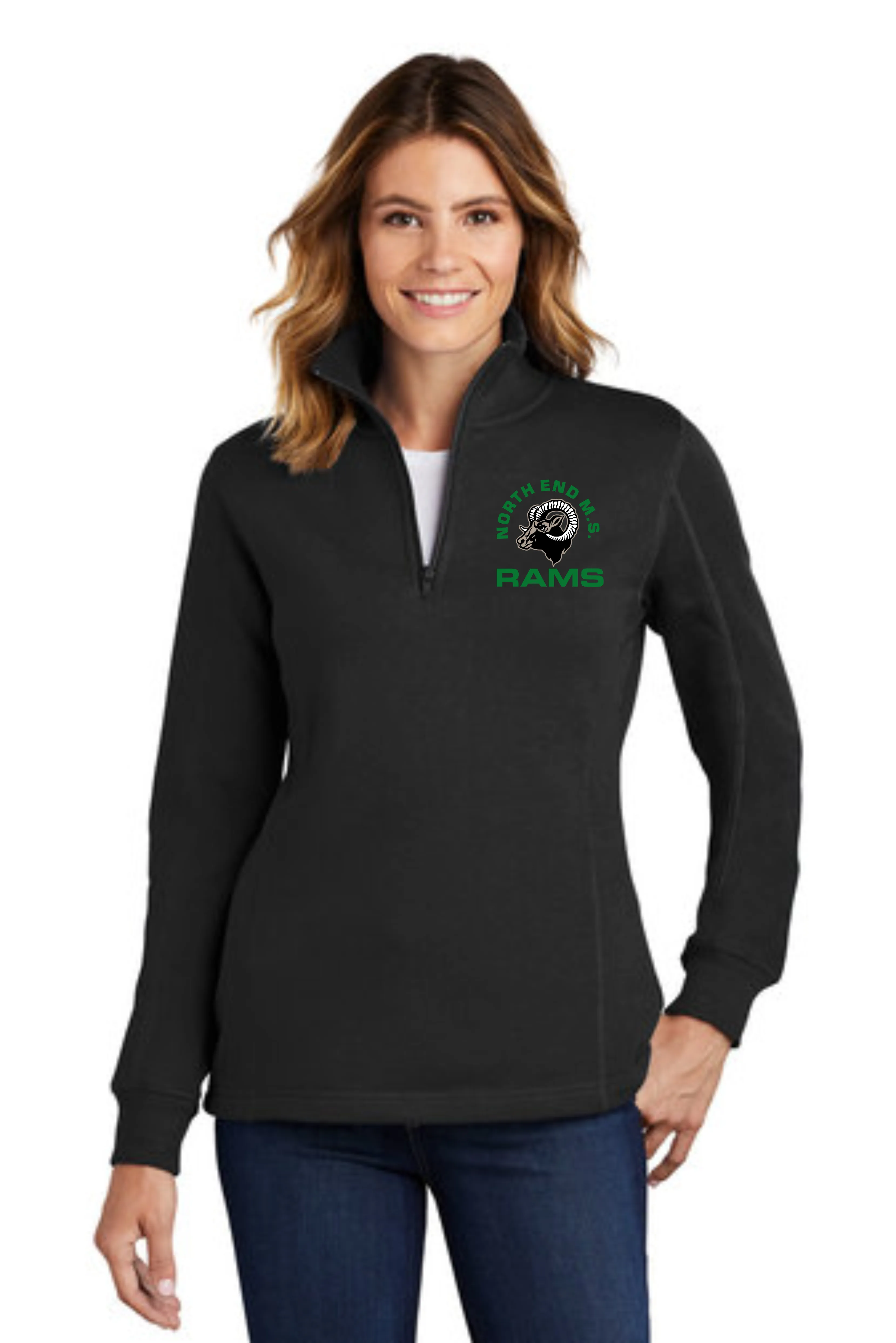 RAMS Ladies 1/4 Zip Cotton blended Pullover