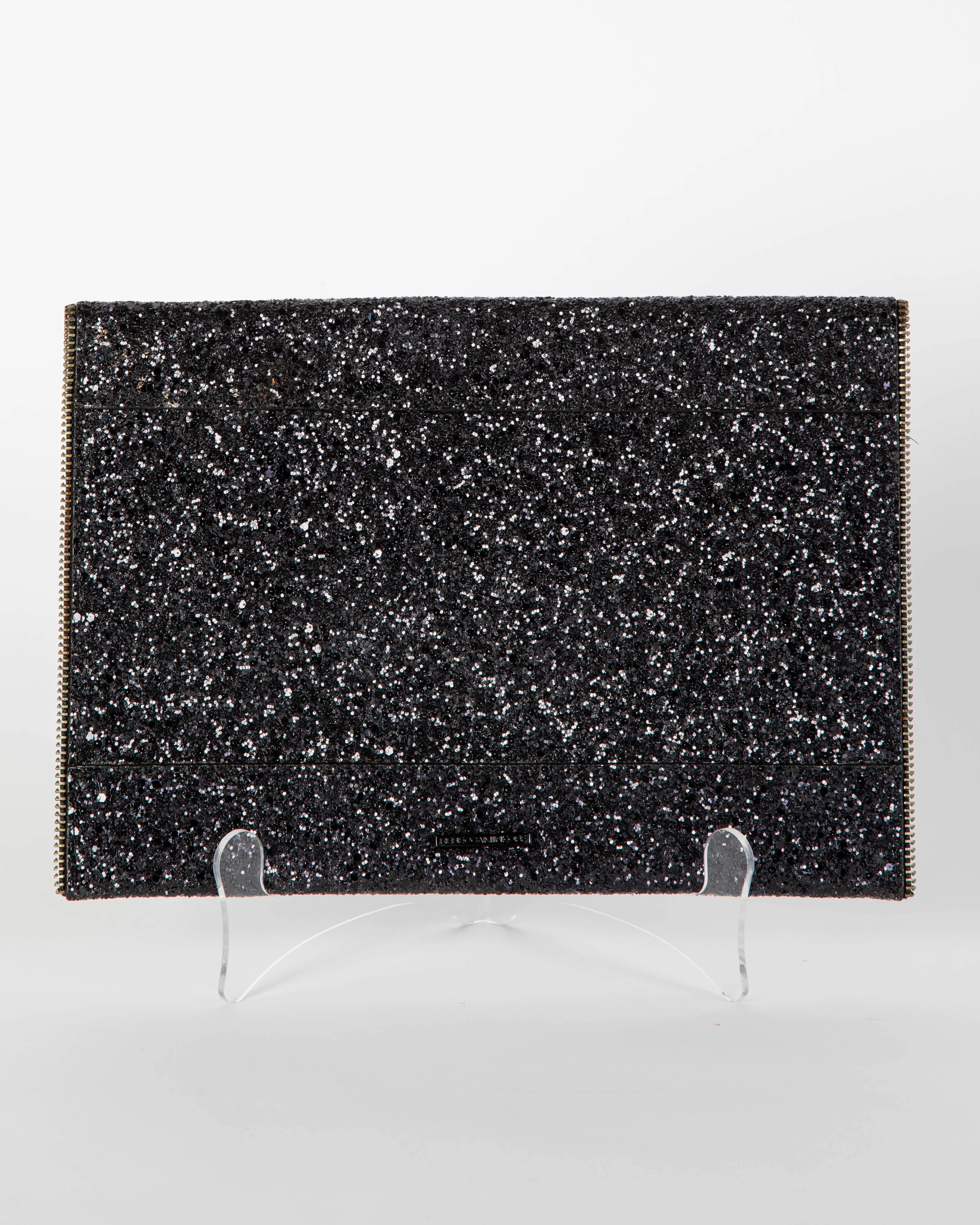 Rebecca Minkoff - Black Glitter Envelope Clutch