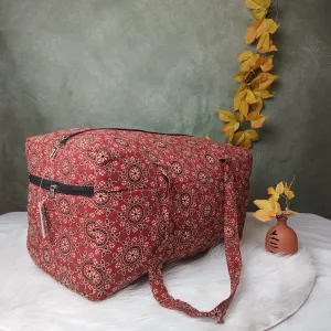 Rectangle Travel Bag Rust Jaipur Print