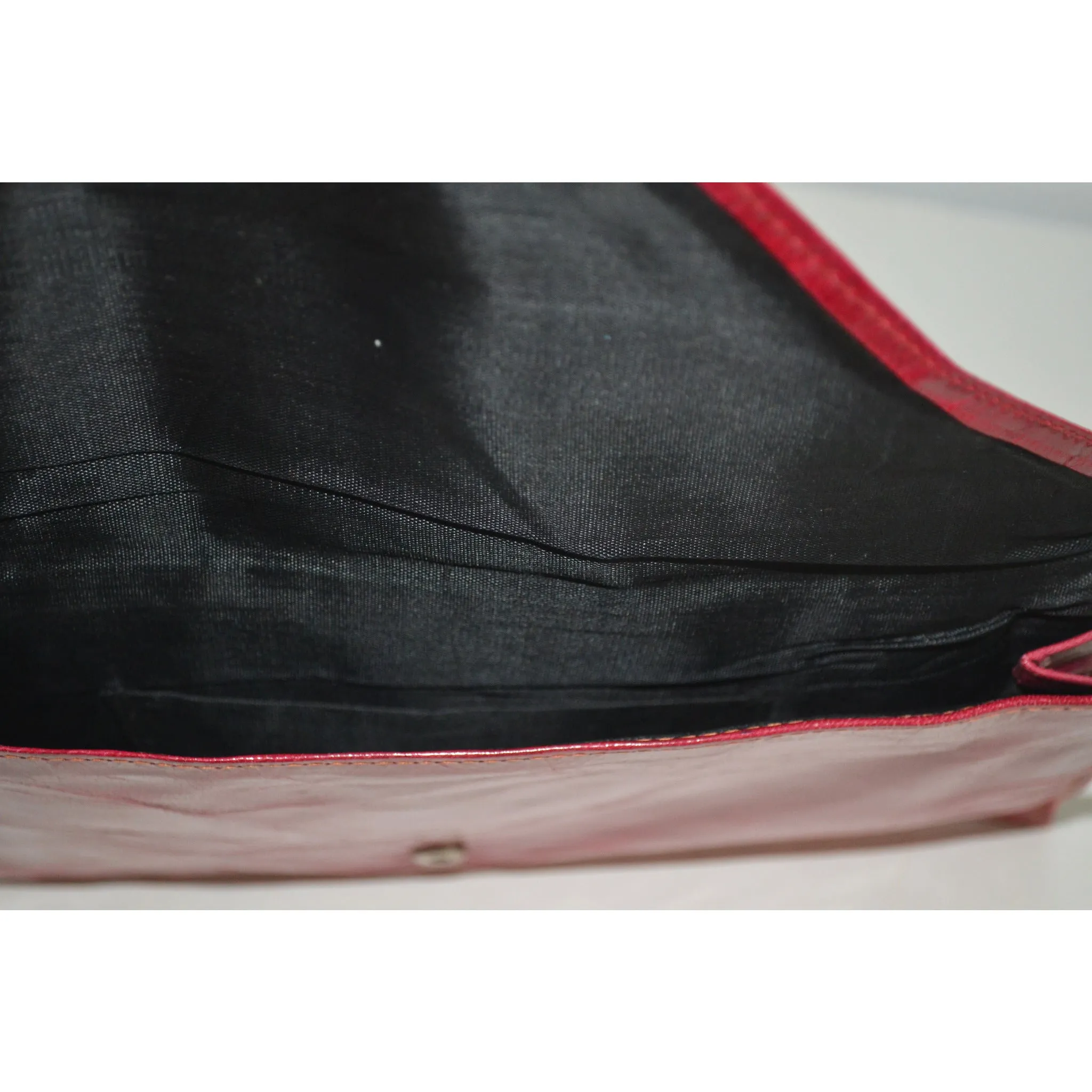 Red Leather Envelope Clutch Purse