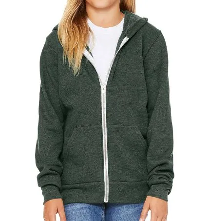Restocked! Pine Life Youth Fleece Zip Hoodie - Heather Forest
