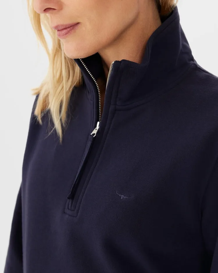R.M. Williams Women's Trickett Zip Neck Sweatshirt - Dark Navy