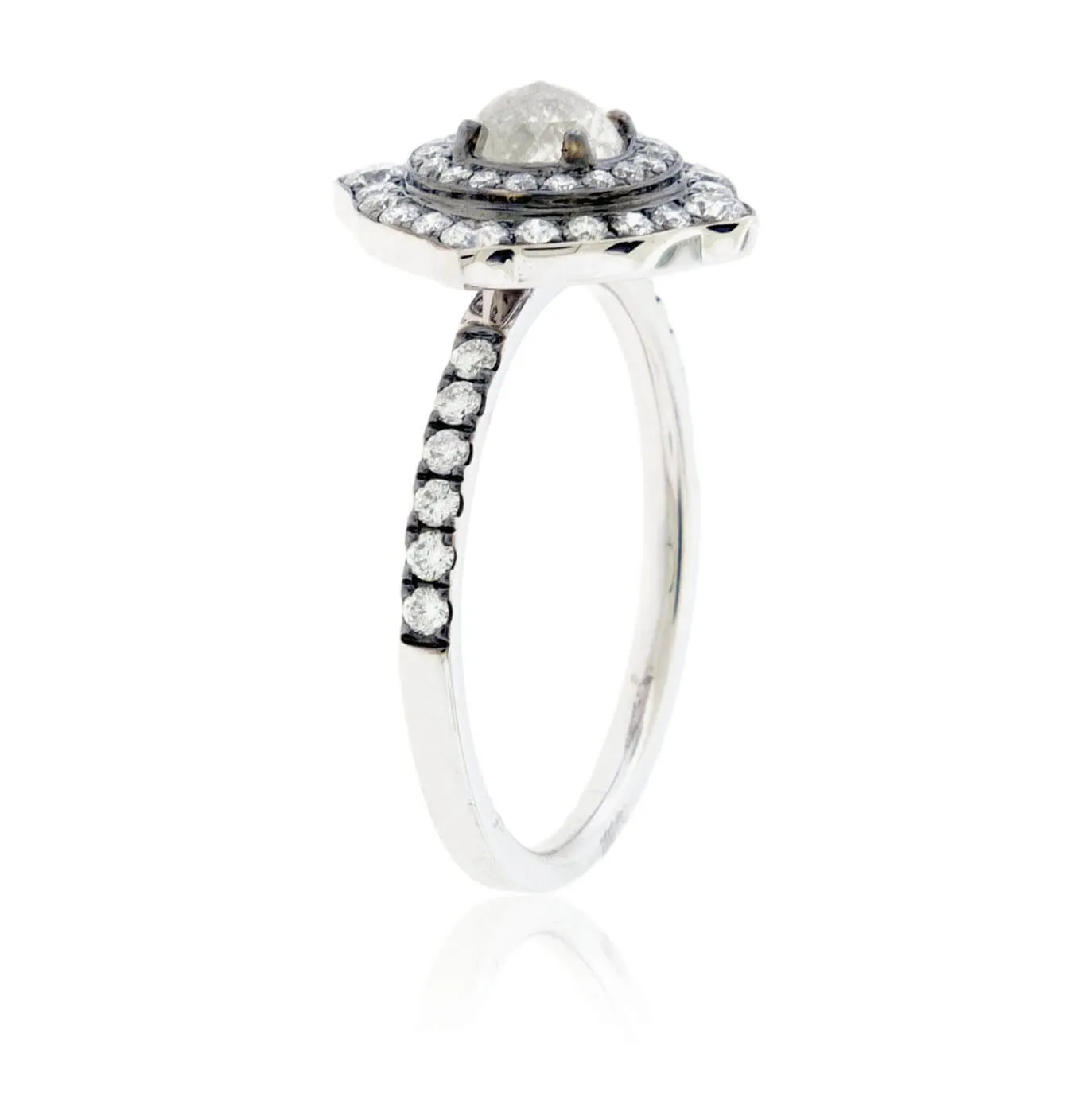 Rose-Cut Diamond & Diamond Expanded Halo Ring