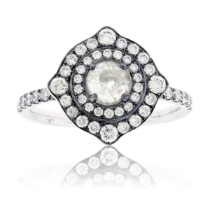 Rose-Cut Diamond & Diamond Expanded Halo Ring