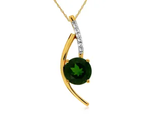 Round Russalite and Diamond Accented Contemporary Style Pendant