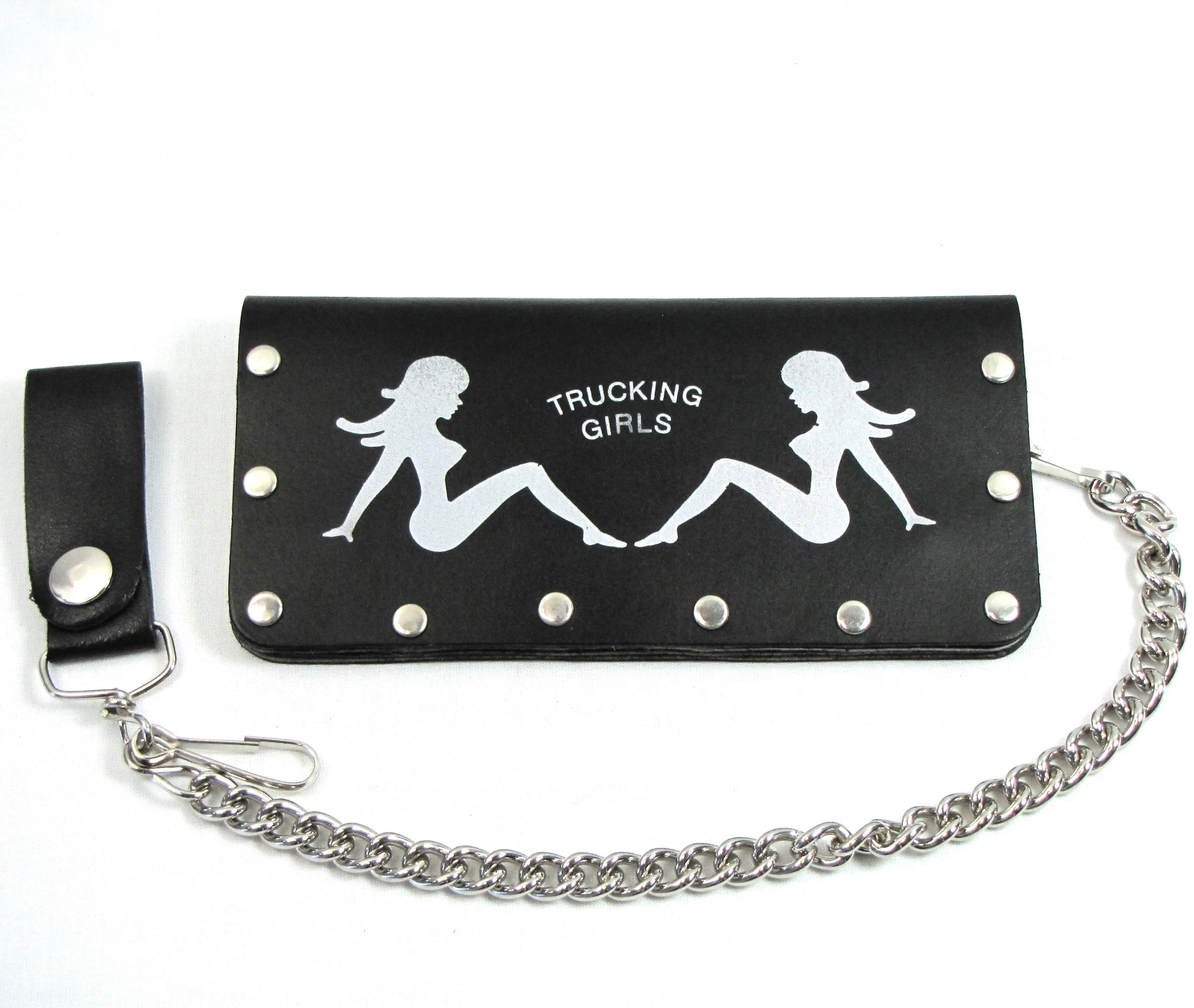 RT405-24  Long Studded Bi-Fold Wallet w/ Chain-Mud Flap Girls
