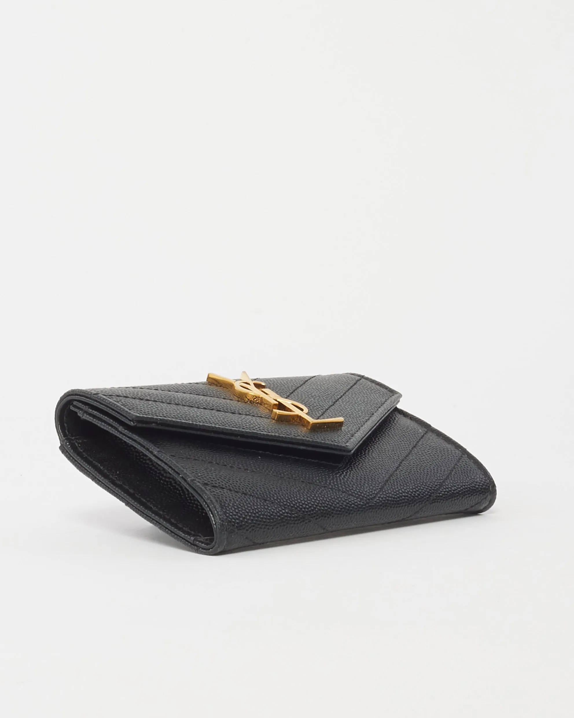 Saint Laurent Black Cassandre Small Envelope Wallet
