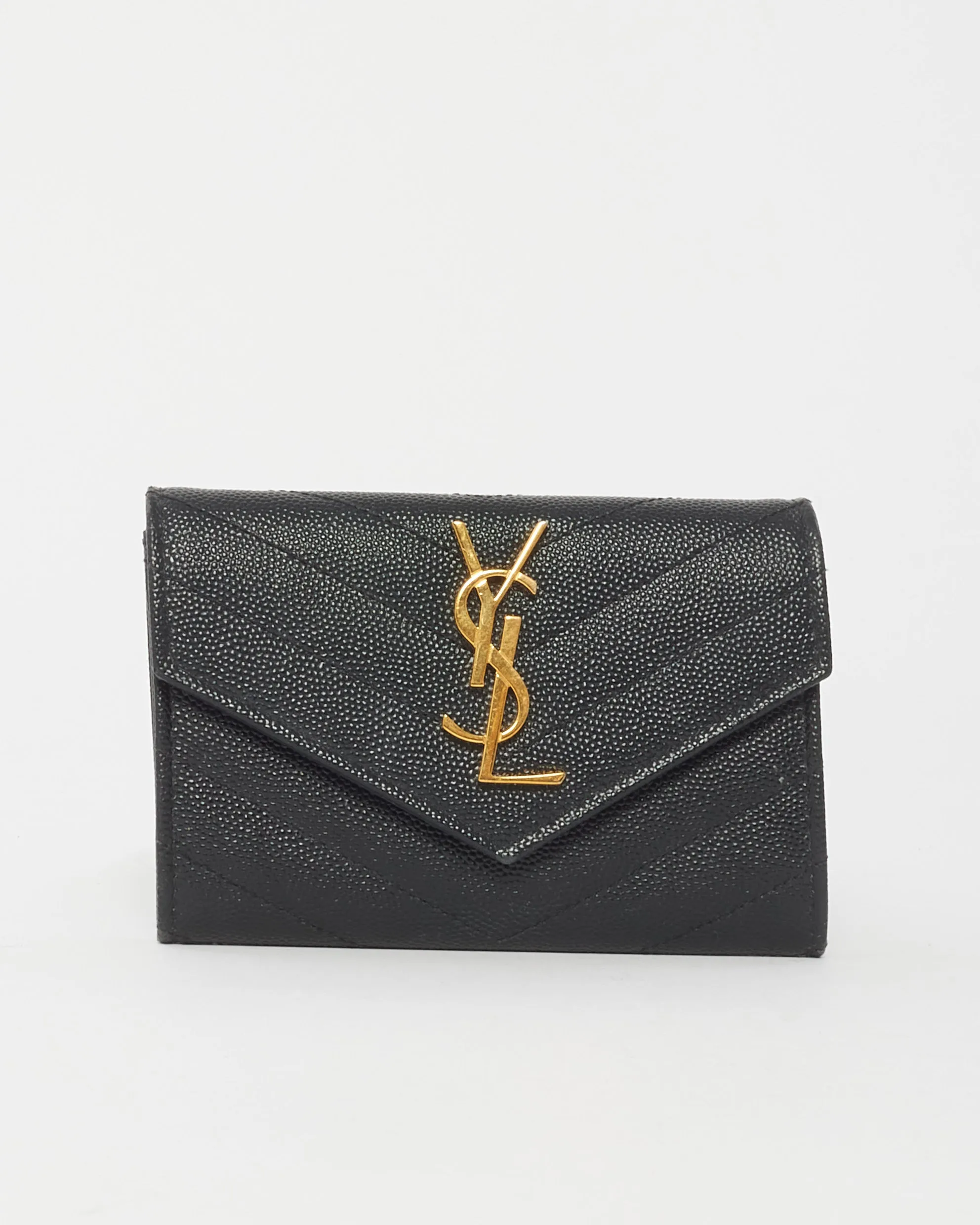 Saint Laurent Black Cassandre Small Envelope Wallet