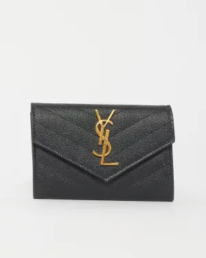 Saint Laurent Black Cassandre Small Envelope Wallet