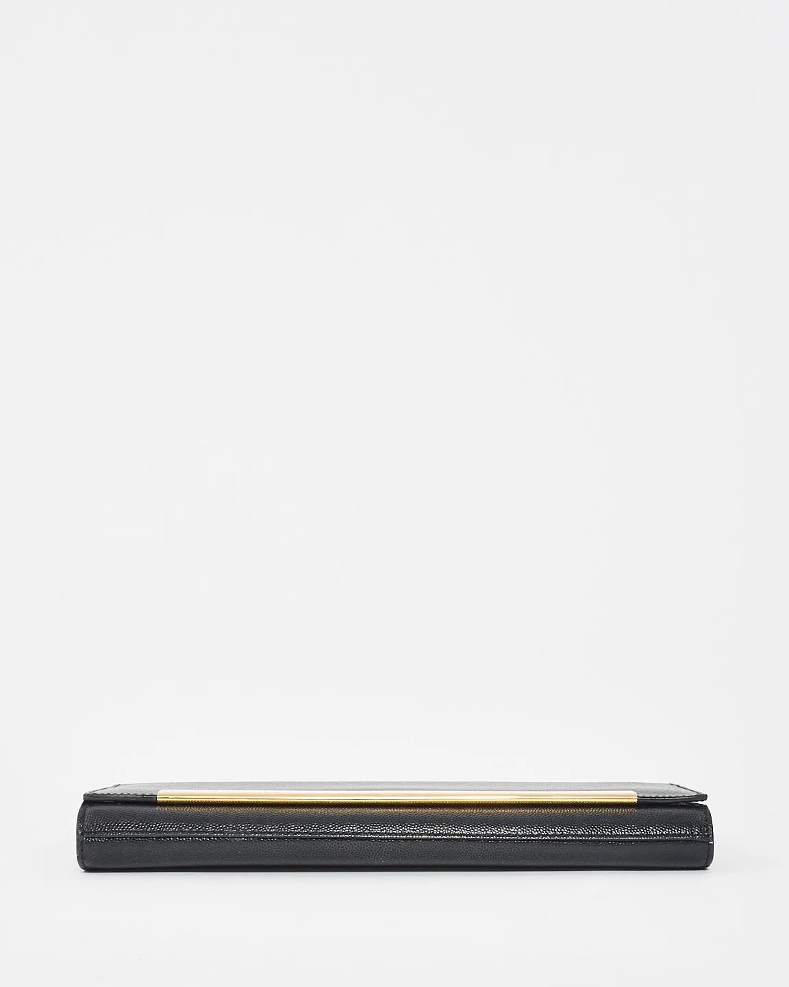 Saint Laurent Black Grained Leather Lutetia Flap Clutch