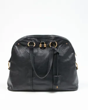 Saint Laurent Black Leather Large YSL Muse Bag