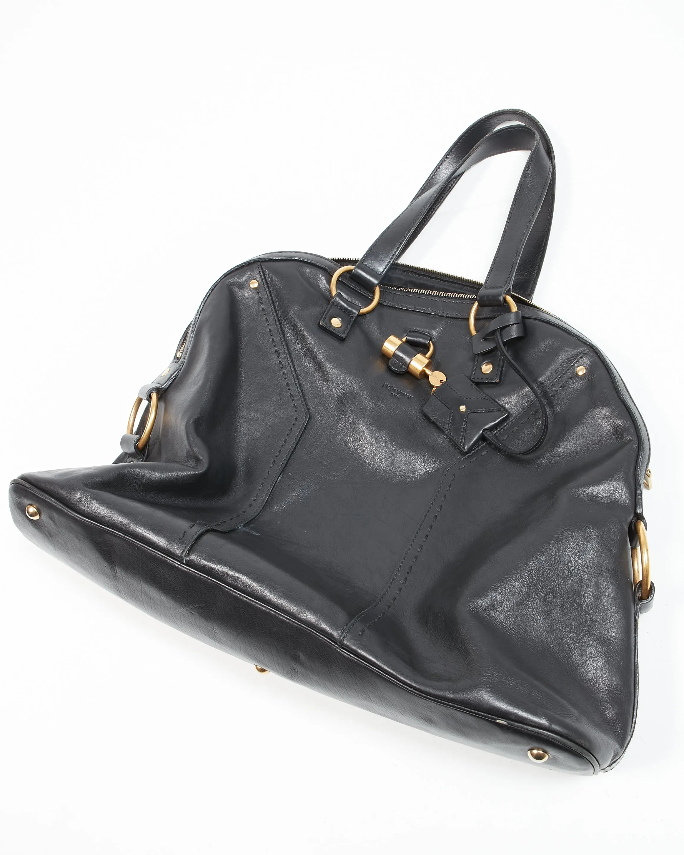 Saint Laurent Black Leather Large YSL Muse Bag