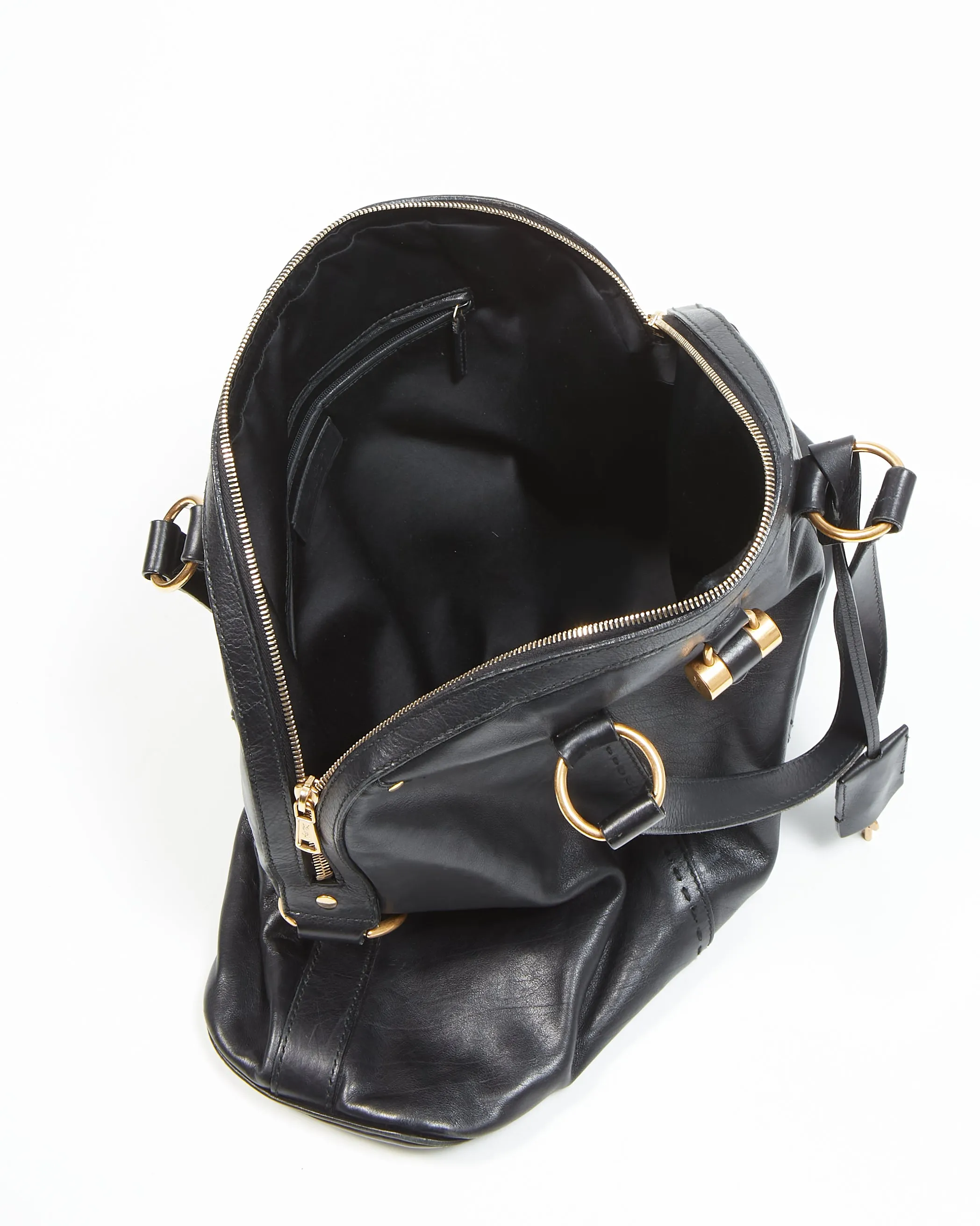 Saint Laurent Black Leather Large YSL Muse Bag