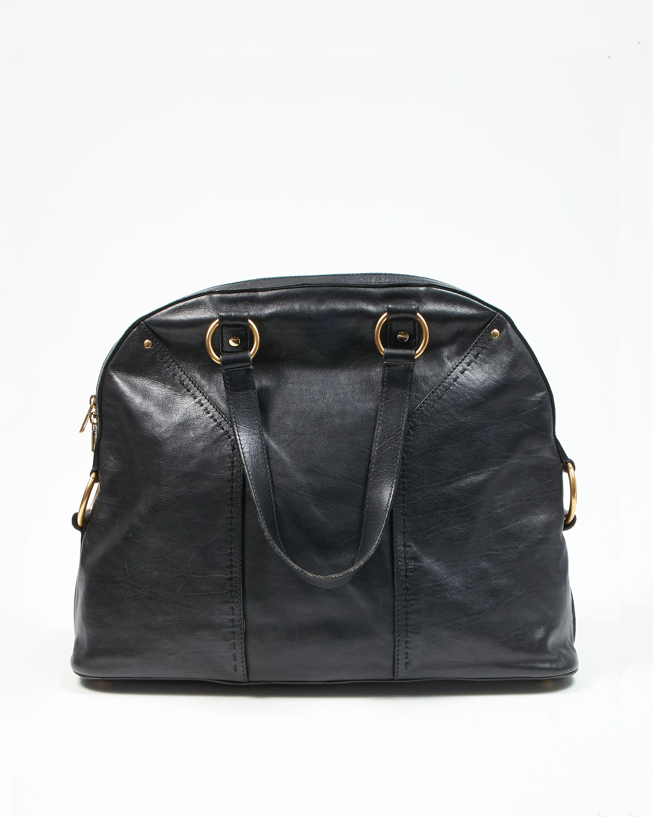 Saint Laurent Black Leather Large YSL Muse Bag