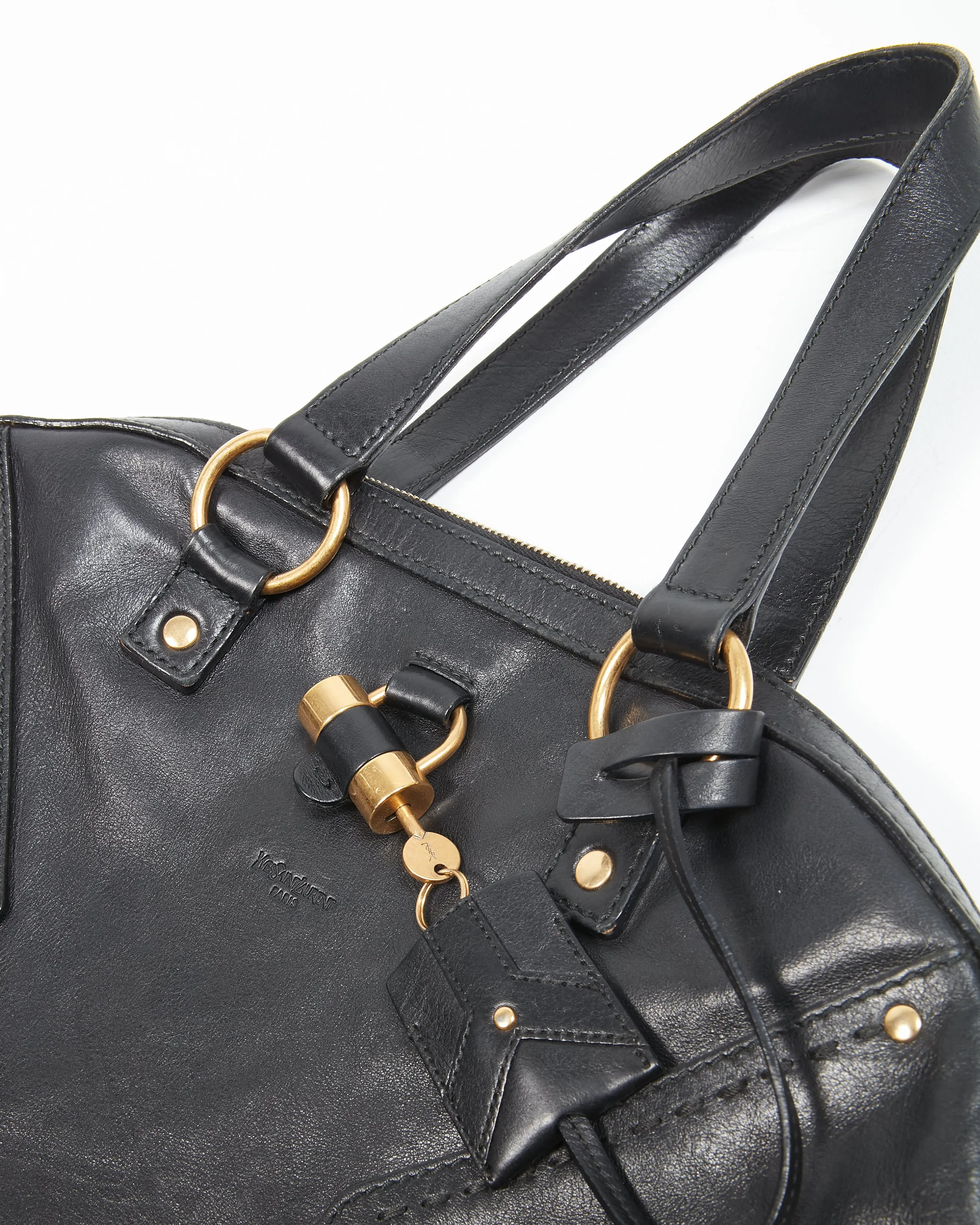 Saint Laurent Black Leather Large YSL Muse Bag