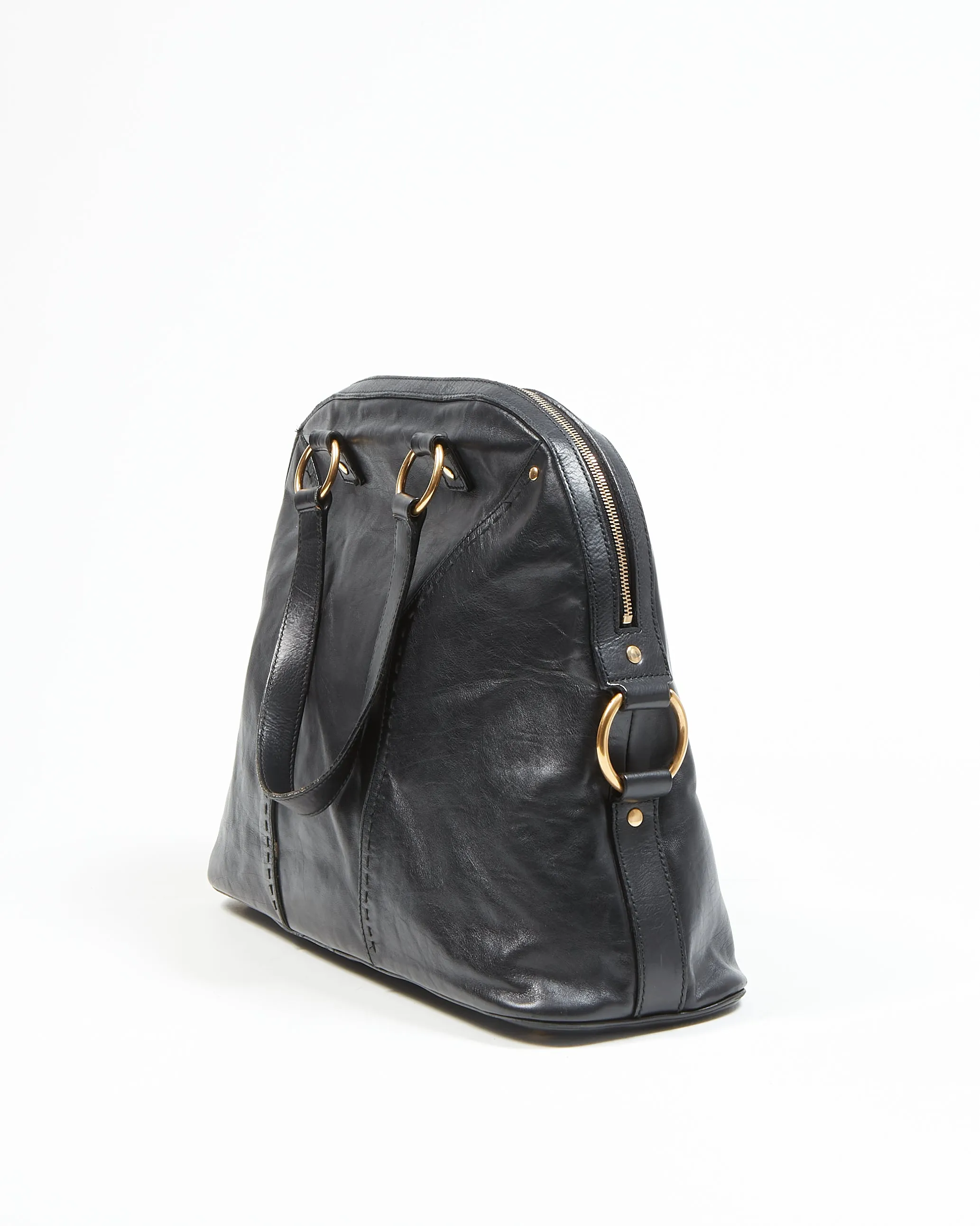 Saint Laurent Black Leather Large YSL Muse Bag