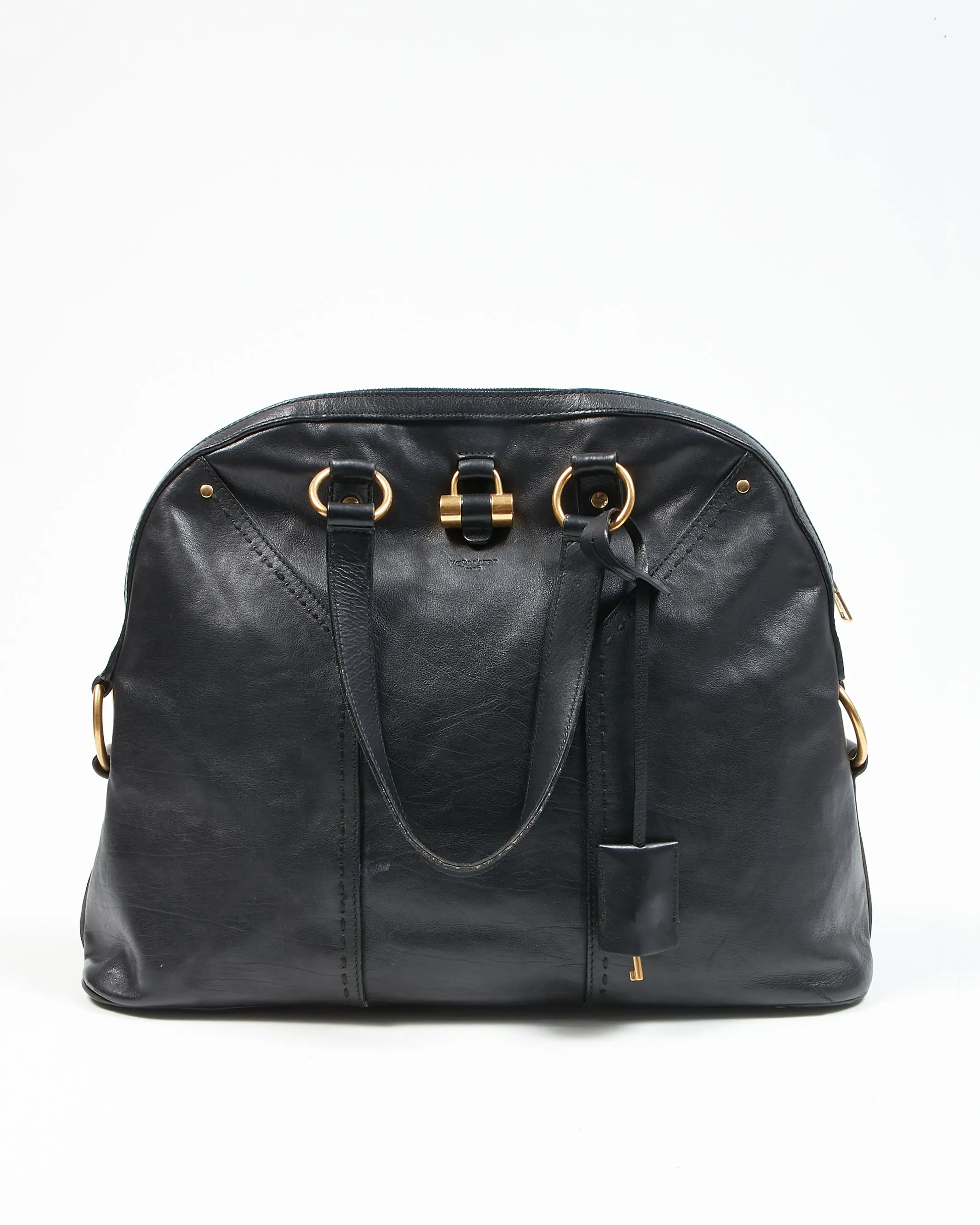 Saint Laurent Black Leather Large YSL Muse Bag