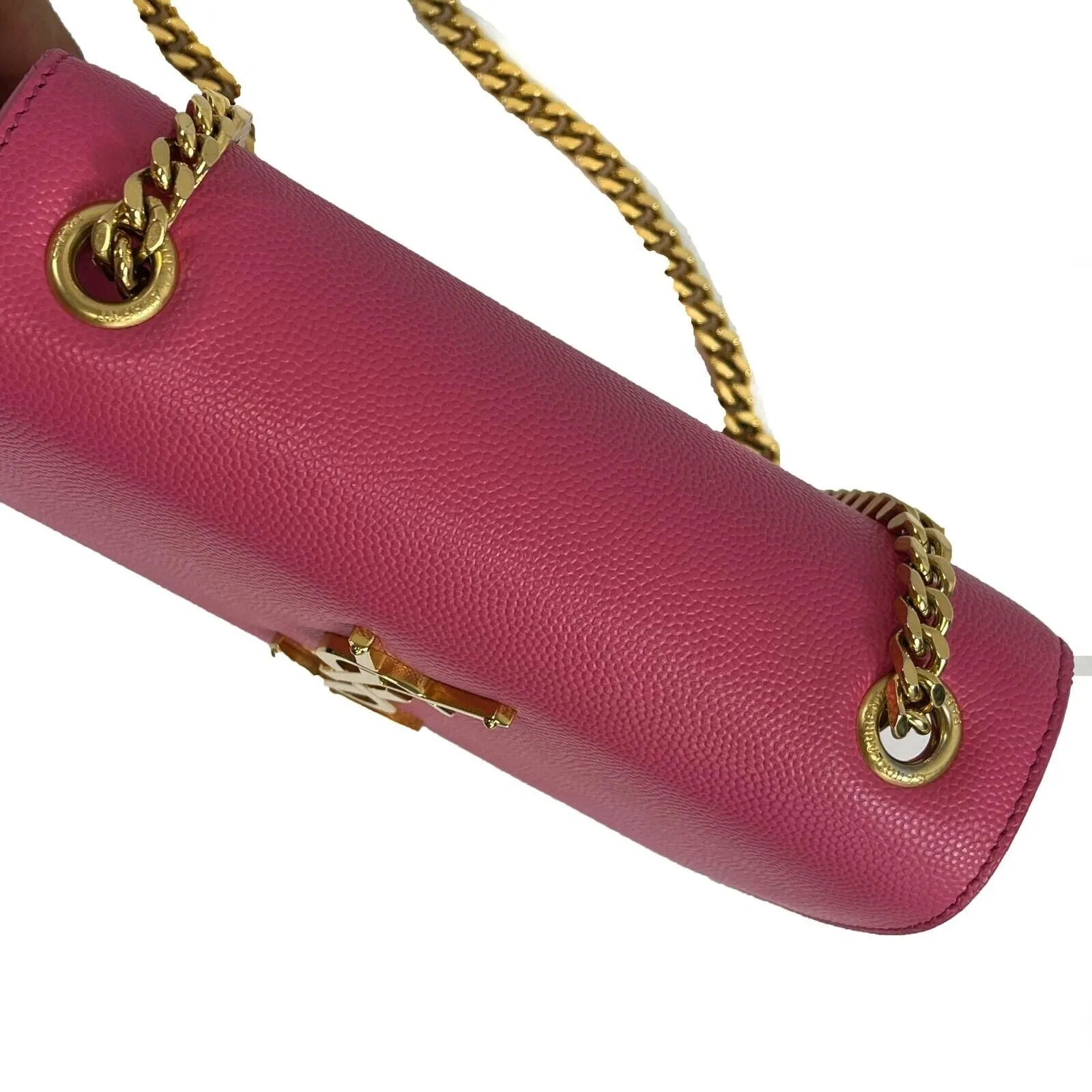 Saint Laurent Kate Small Chain Bag in Grain de Poudre Embossed Leather Pink Bag
