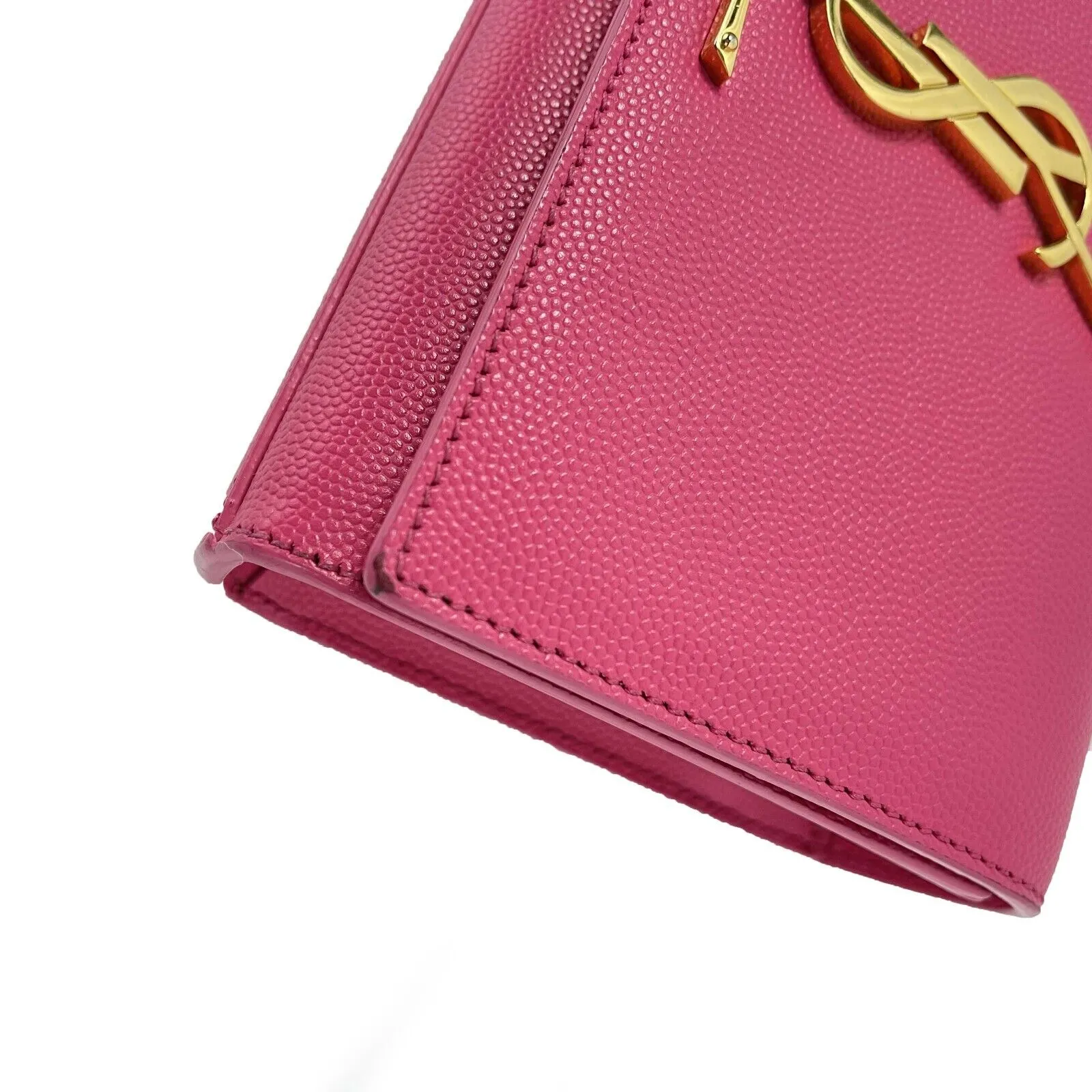 Saint Laurent Kate Small Chain Bag in Grain de Poudre Embossed Leather Pink Bag