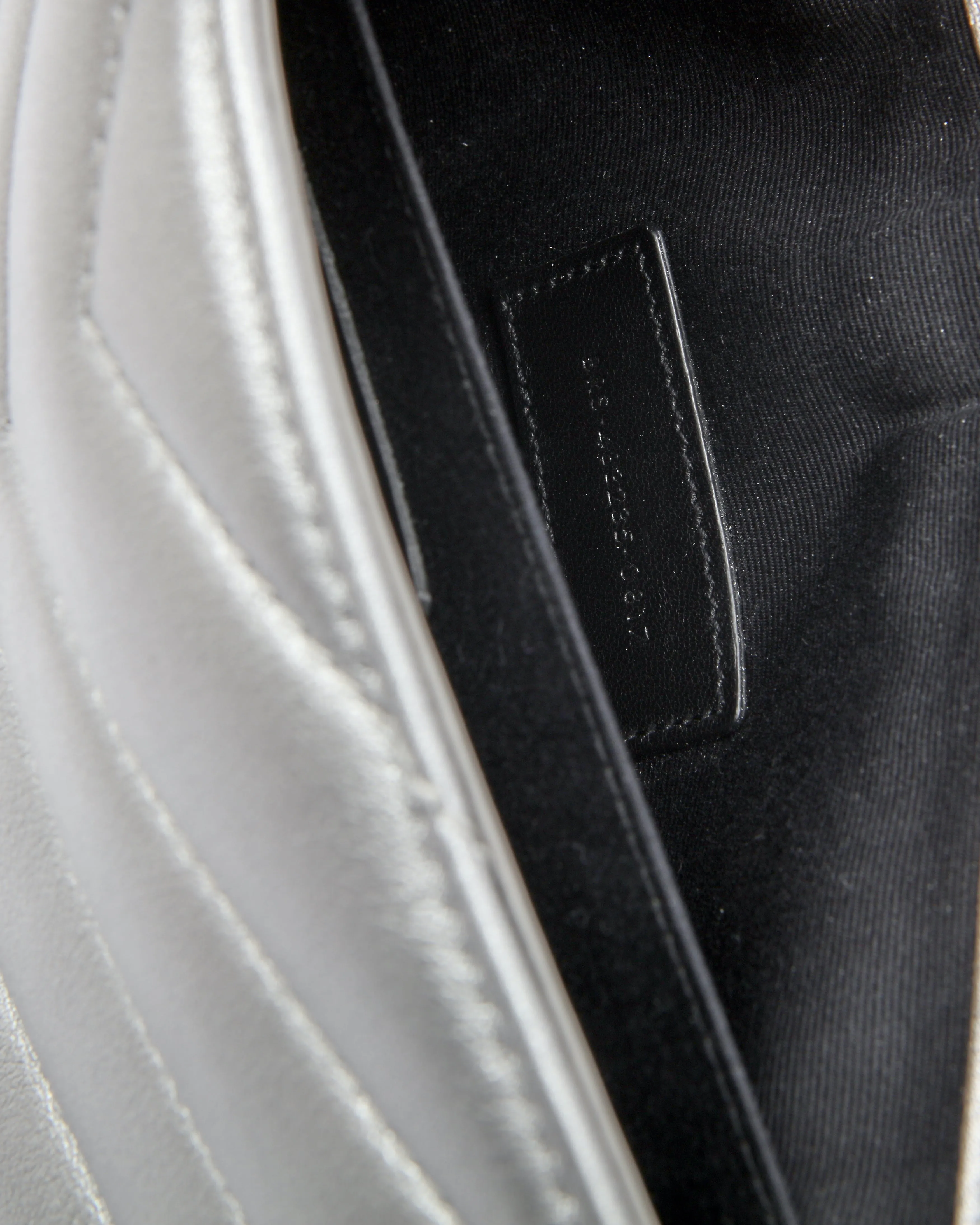 Saint Laurent Silver Chevron Leather Envelope Crossbody Bag
