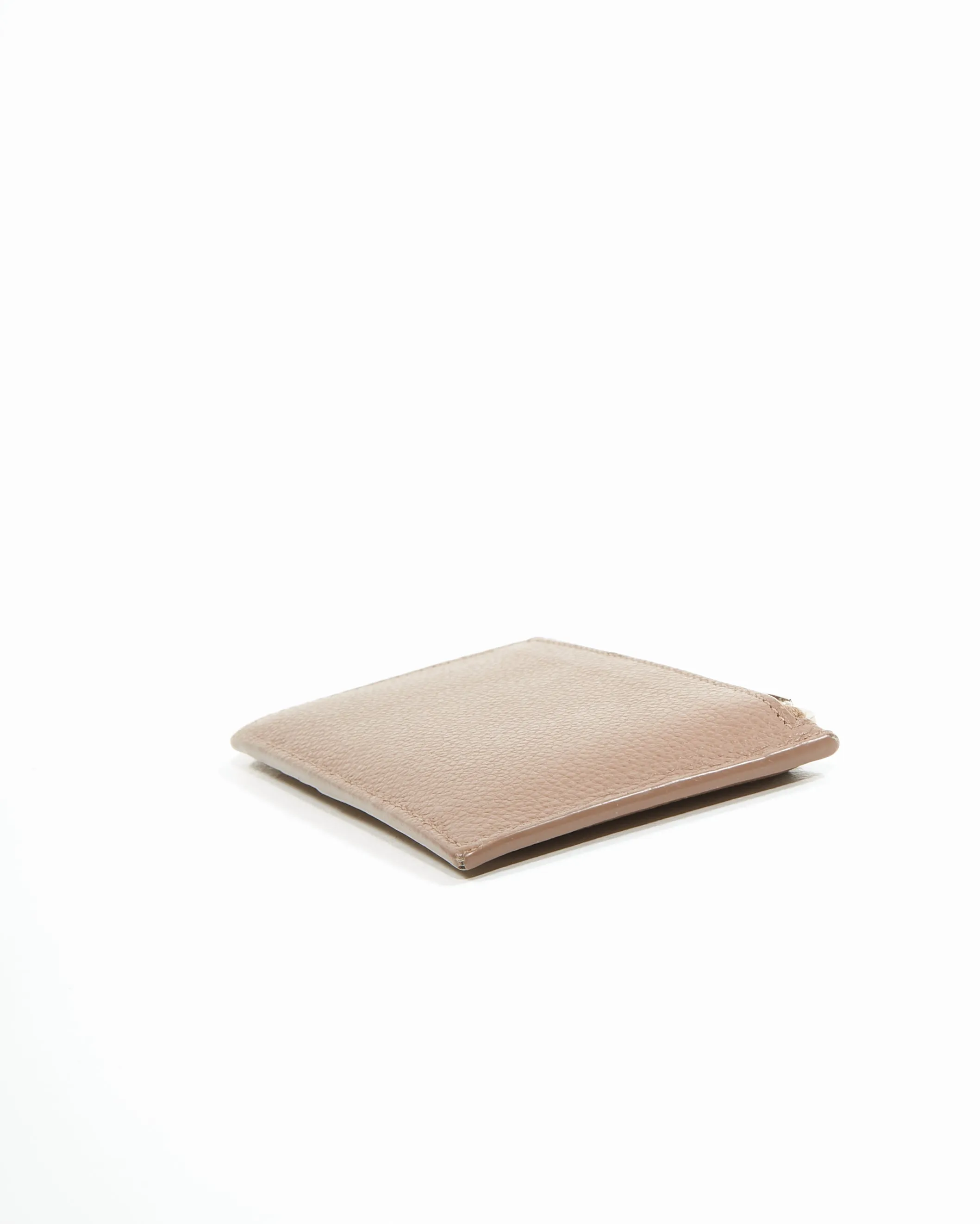 Saint Laurent Taupe Leather Zip Card Holder