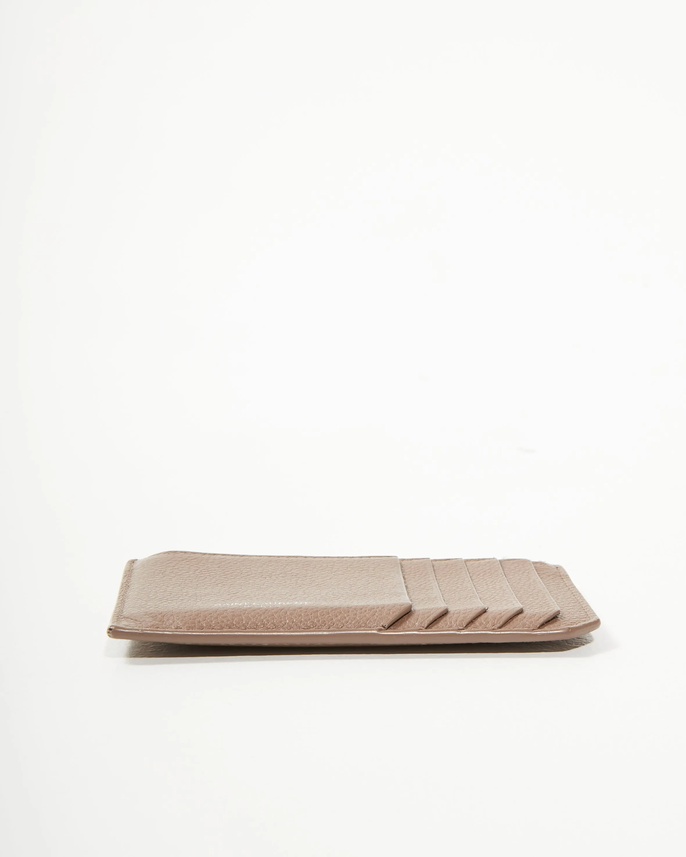 Saint Laurent Taupe Leather Zip Card Holder
