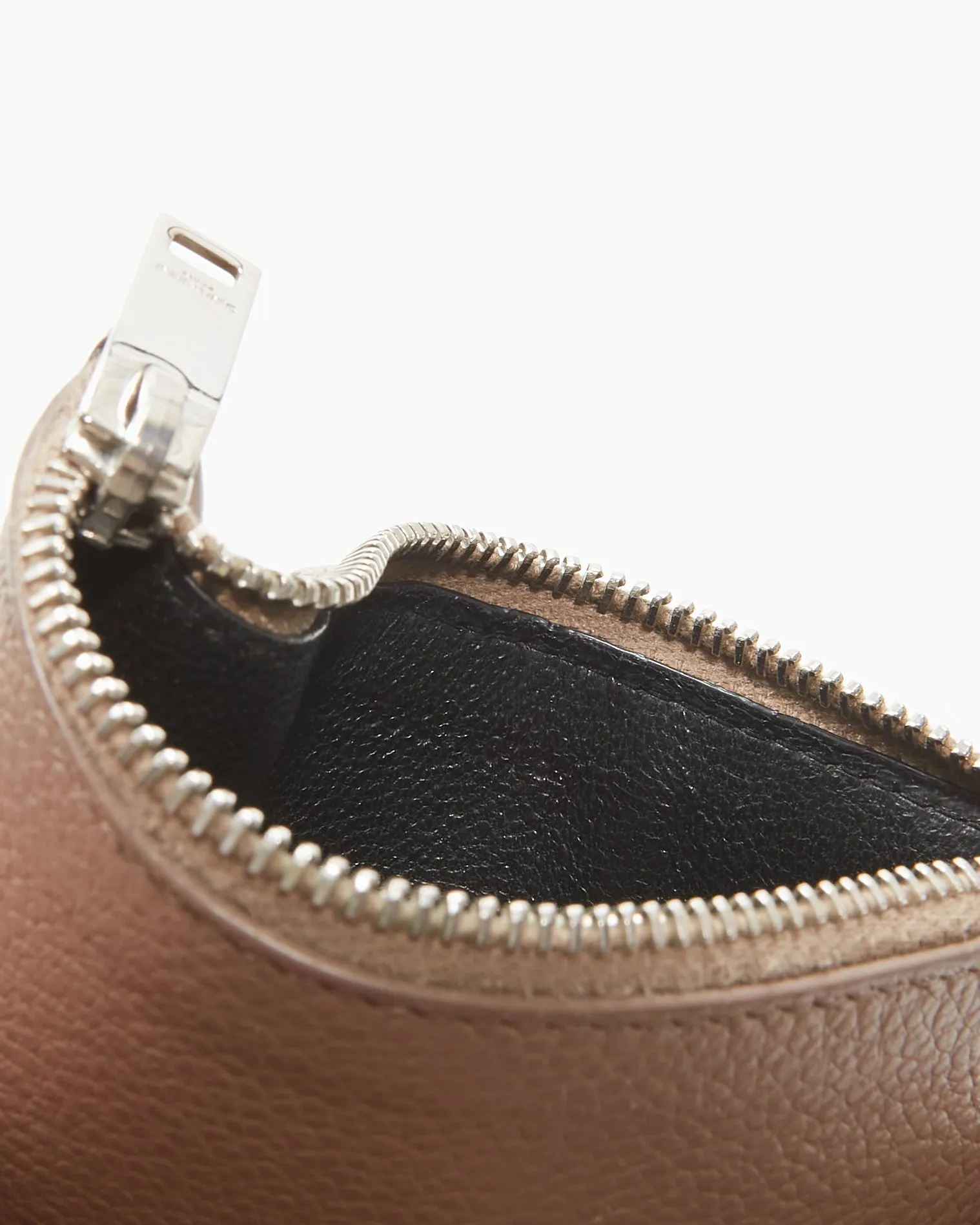 Saint Laurent Taupe Leather Zip Card Holder