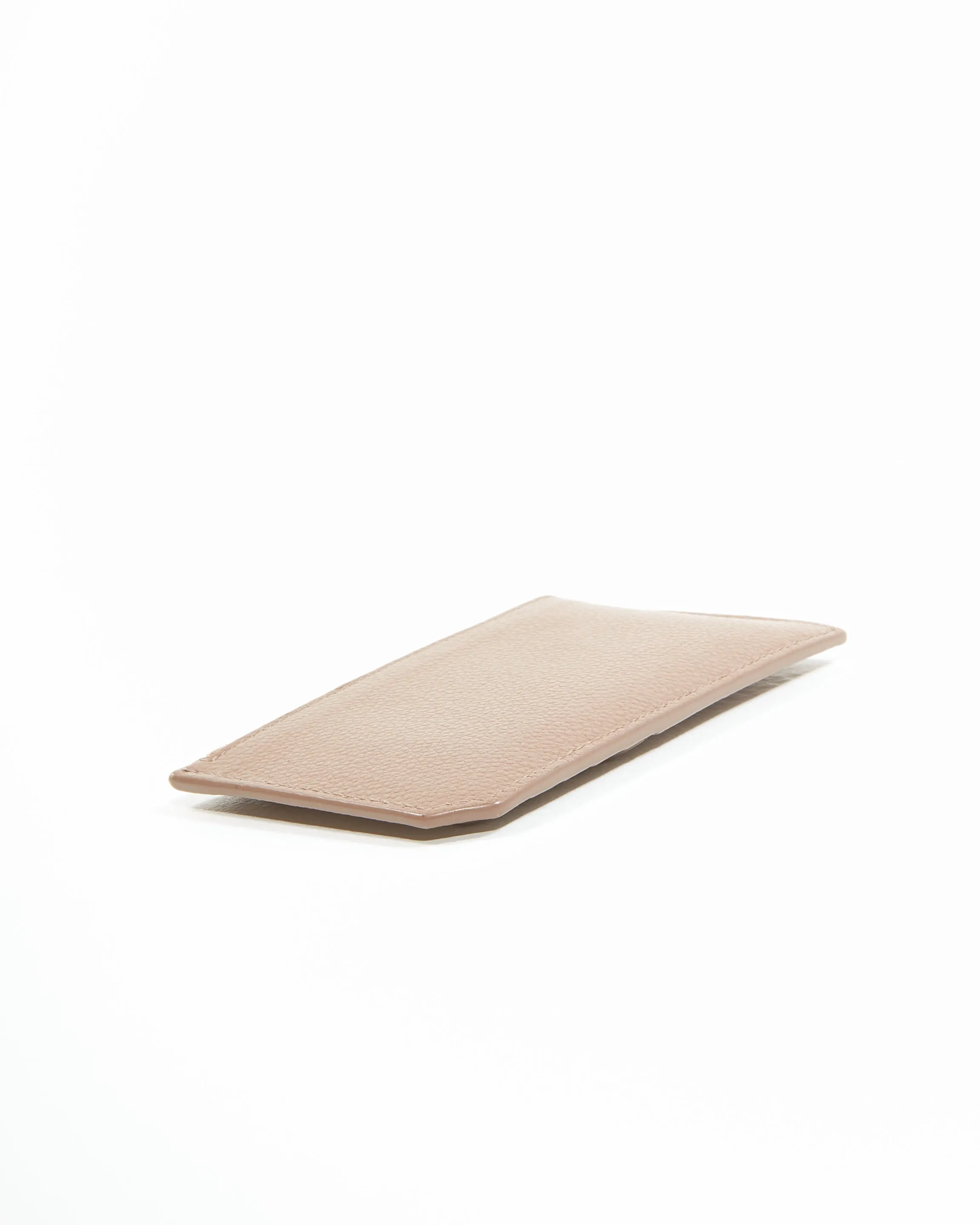 Saint Laurent Taupe Leather Zip Card Holder