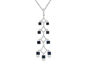 Sapphire and Diamond Accented Chandelier Design Pendant