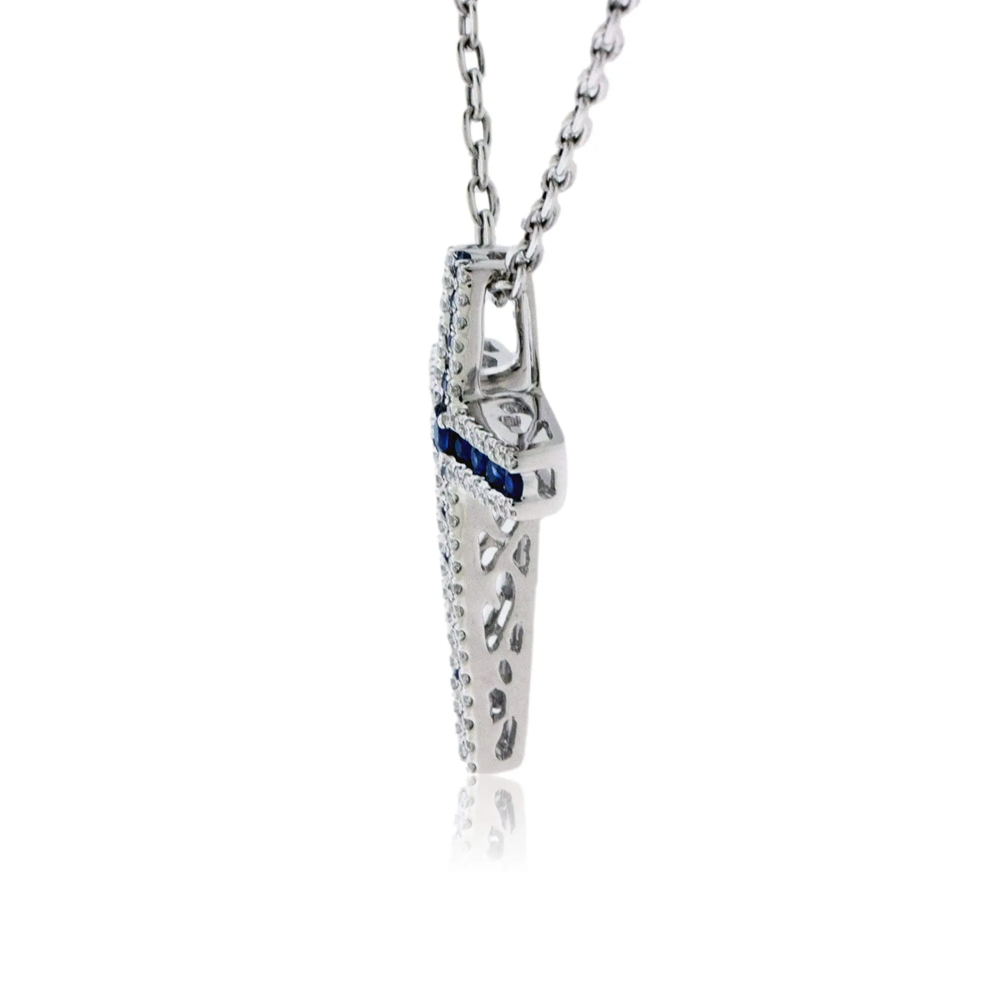 Sapphire and Diamond Cross Pendant w/Chain