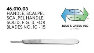 Scalpel Handle, solid, for blades n. 10-15 (46.010.03)