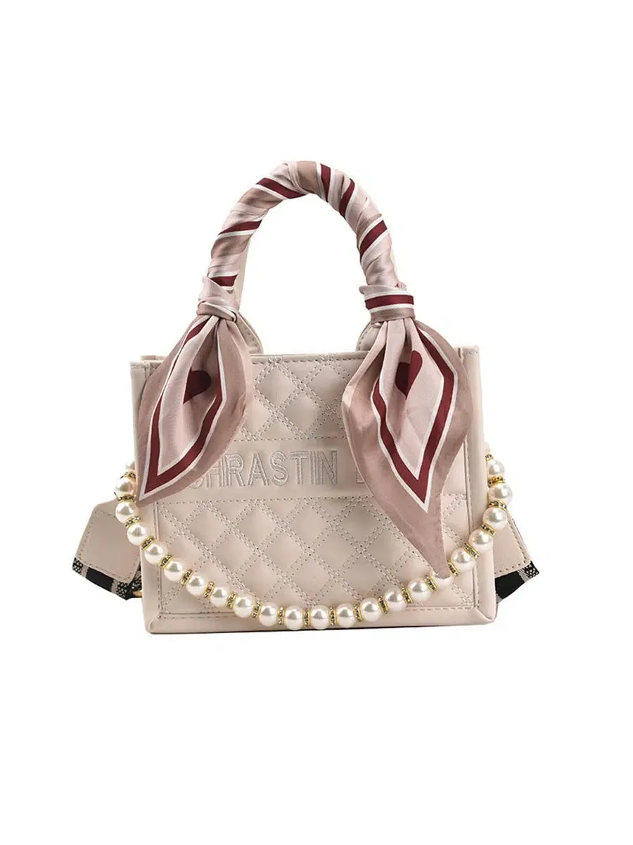 Scarf Accessory Pearl Handle Tote Bag